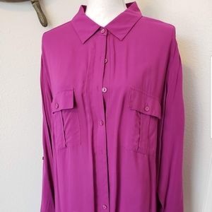 Plus Size ana Pink Long Sleeve Top 2X